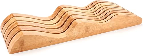 Miniatura 2 de ROYALHOUSE Bloque de Cuchillos de Bambú con Soporte, Respaldo para 9 Cuchillos, Organizador de Cajones para Cuchillos, Perfecto para Hogar y Chefs,