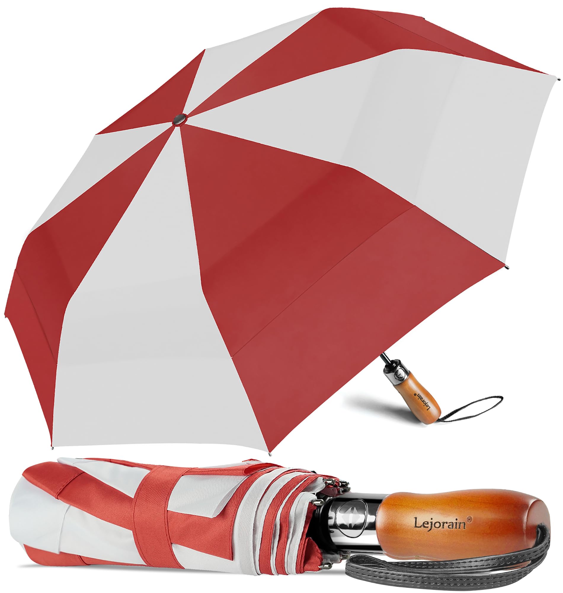 Lejorain 54 inch Golf Umbrella Collapsible - Large Portable Travel Umbrella Compact Auto Open Close Heavy Duty Windproof Vented Umbrella