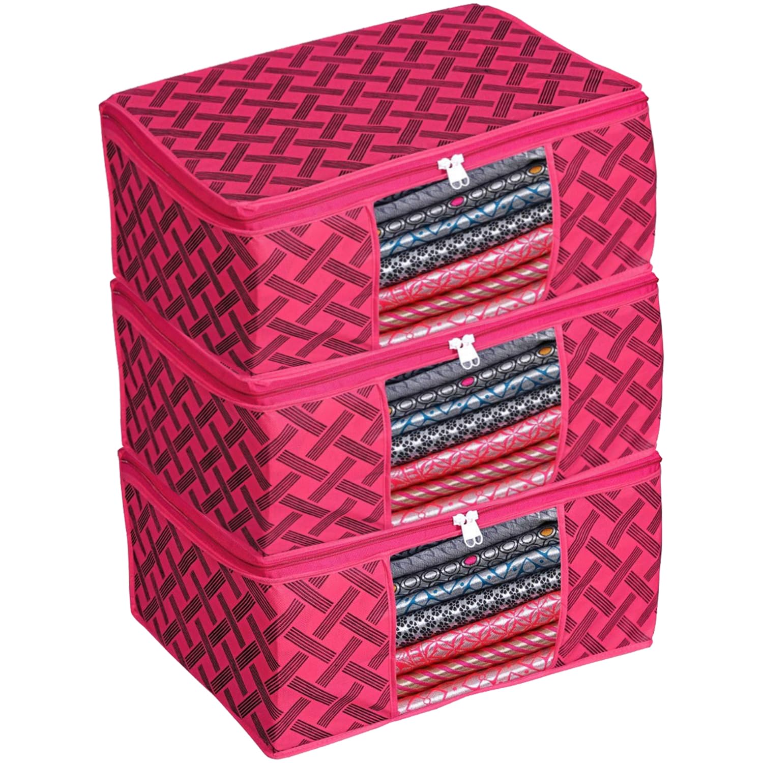 AMAK INC Saree Cover With Zip/Clothes Storage Bag/Large Size Non Woven Cloth Bag/Storage Bag for Clothes/Saree Bag Wardrobe/Garments Protector Cover/Red Pack of 3 (BZRNWSC03) (B0CYWS9HM6) Amazon Price History, Amazon Price Tracker