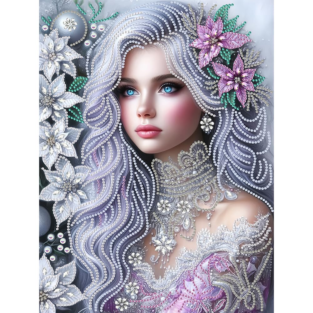 5D DIY Partial Special Shaped Drill Diamond Painting Kit, 30x40 cm DIY Diamond Art Angel Girl Kits for Beginner, Rhinestone Wall Decoration Art Craft for Home Office-08