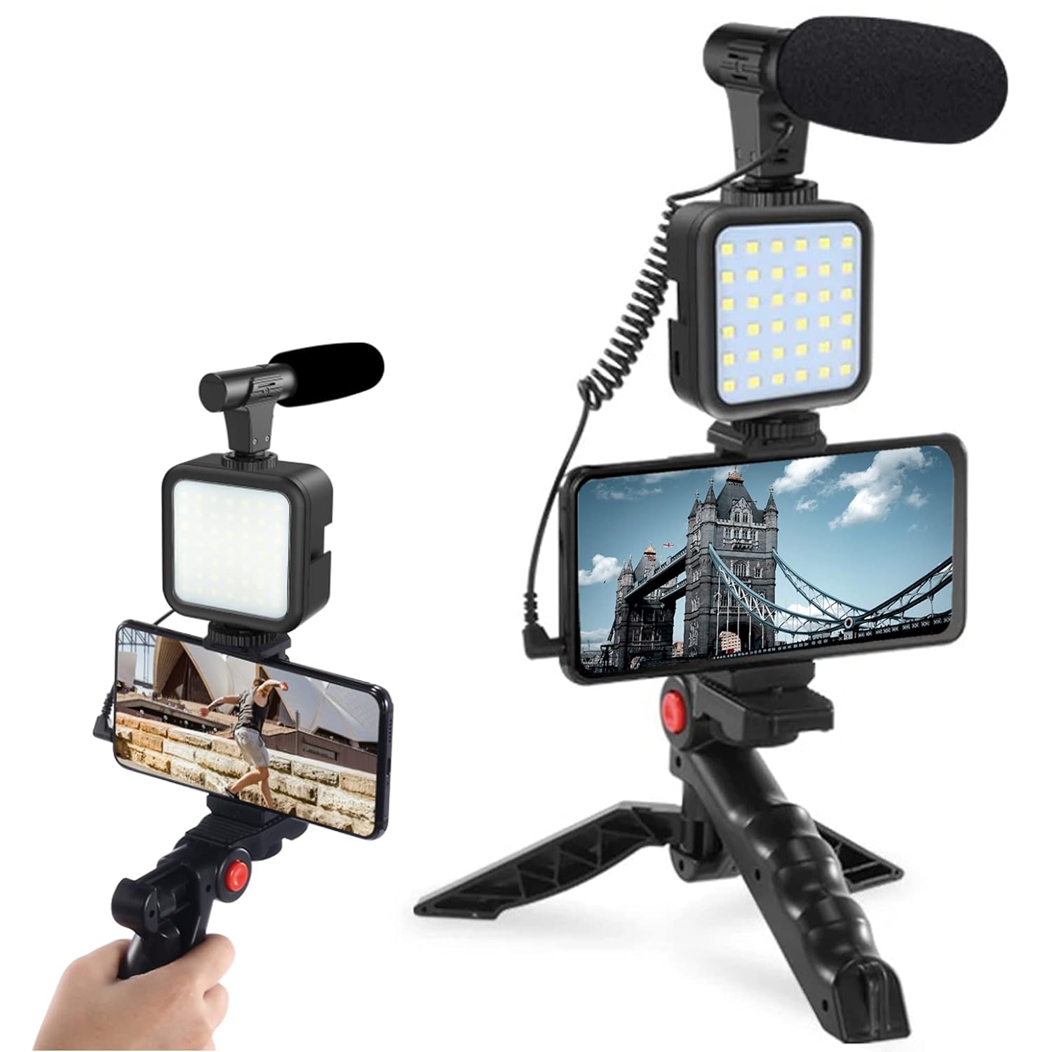 Raptas Vloggers Kit for Mobile Phones and Camera Recording with Full Equipment Kit with Tripod Stand 36 LED Light and Microphone for YouTube Videos Live Streamings Raptas Vloggers Kit for Mobile Phones and Camera Recording with Full Equipment Kit with Tripod Stand 36 LED Light and Microphone for YouTube Videos Live Streamings