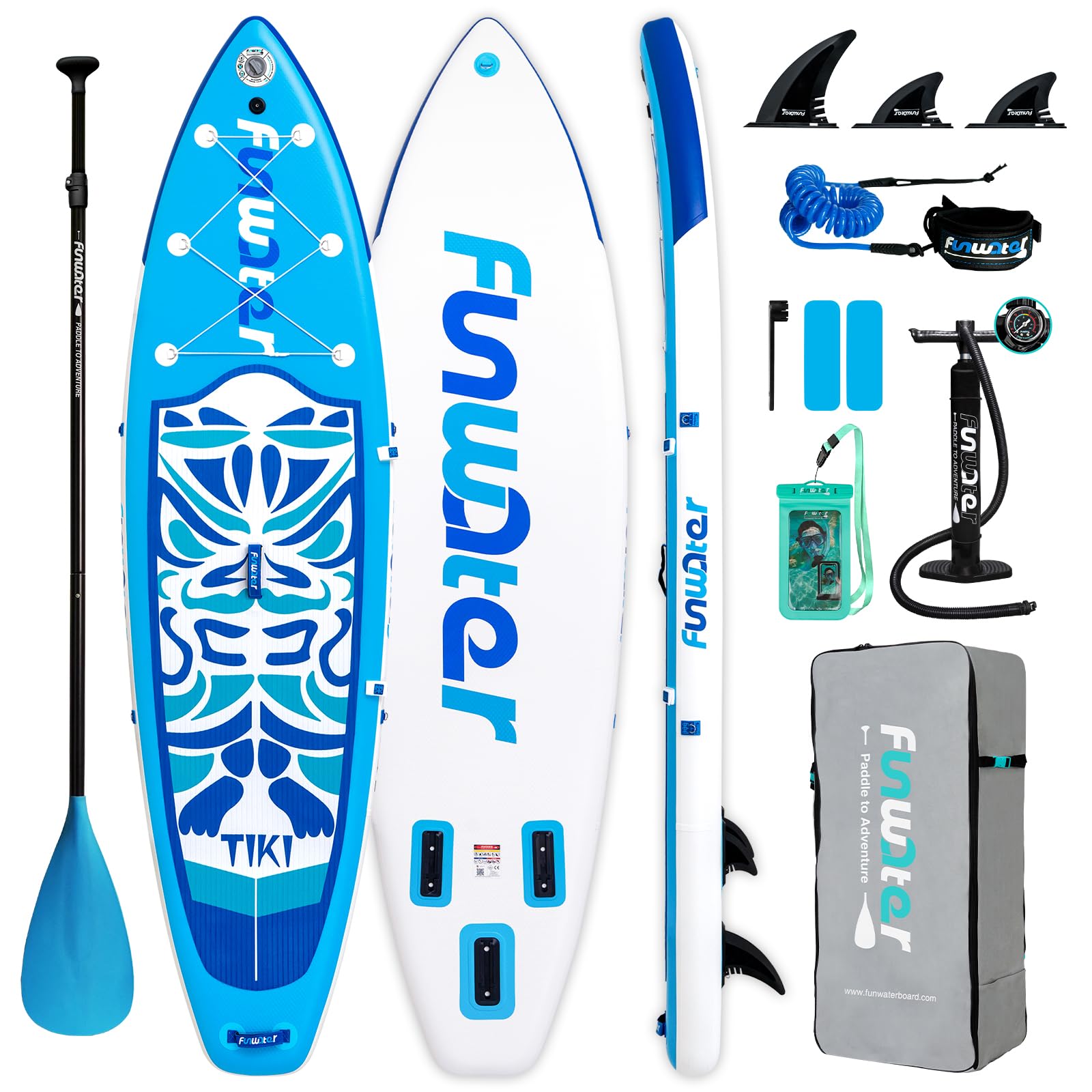 FunWater Inflatable Ultra-Light Stand Up Paddle Board for All Skill Levels with Premium SUP Paddleboard Accessories,Non-Slip Comfort Deck for Youth & Adults