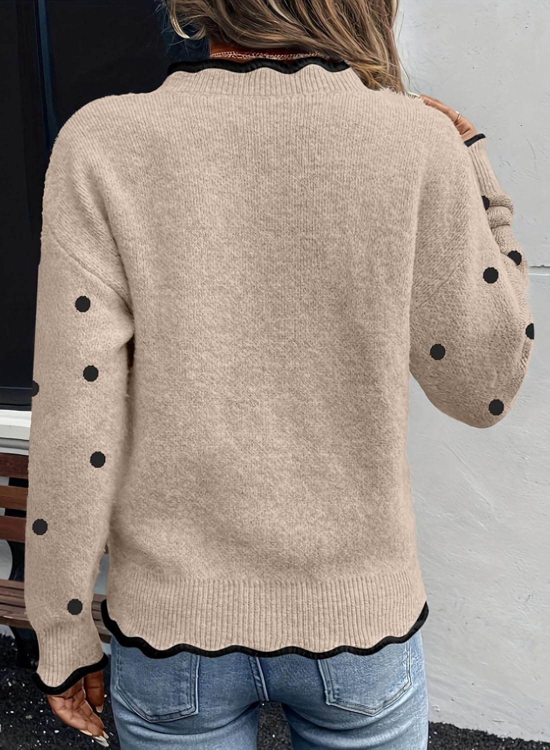 Dokotoo Women's Fall Sweaters 2025 Long Sleeve V Neck Casual Tops Ribbed Knit Comfy Fuzzy Pullover Floral Sweater - Image 2