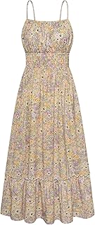 GRACE KARIN Womens Summer Maxi Dress Casual Sleeveless Spaghetti Strap Smocked Ruffle A Line Beach Long Dress with Pockets Price In India