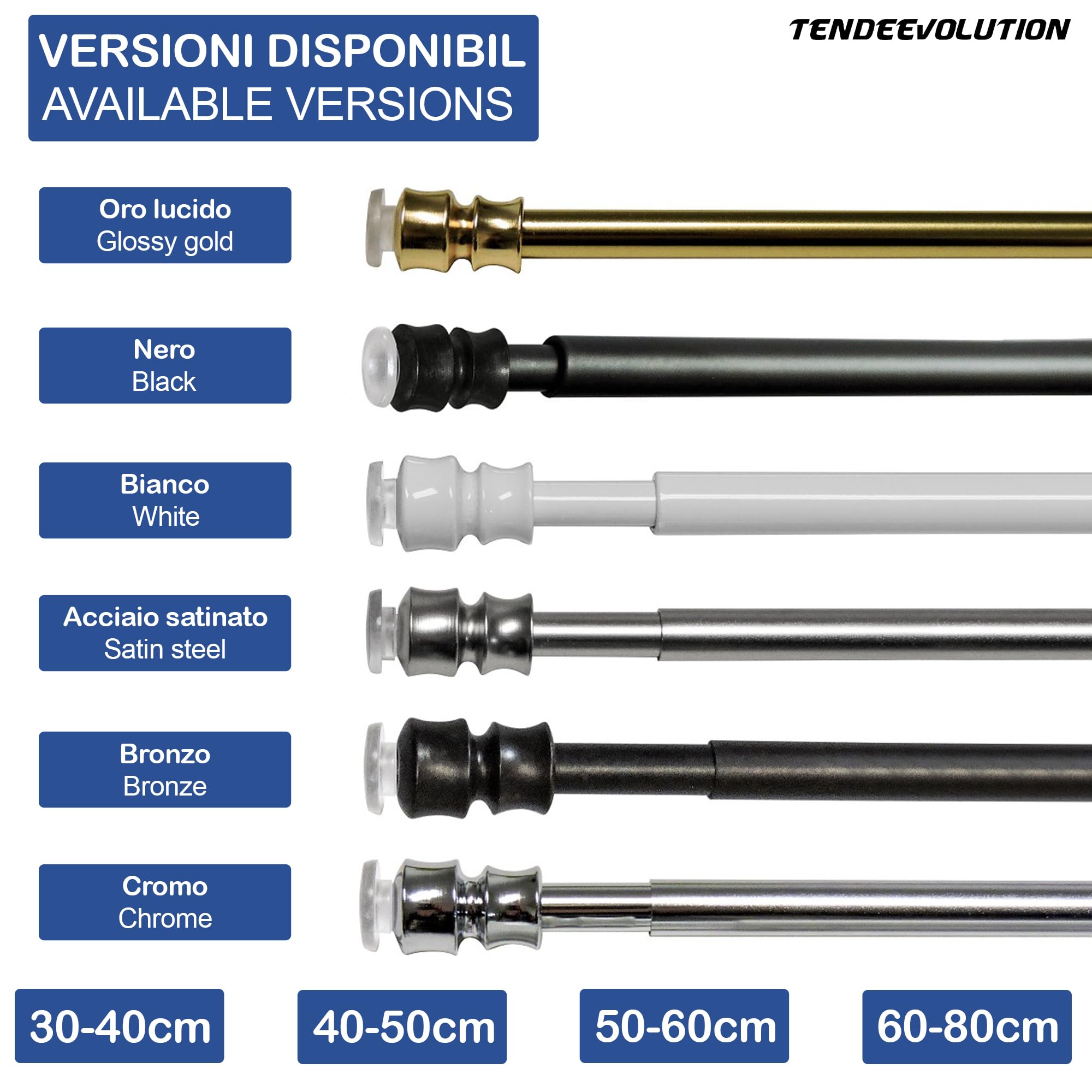 Bacchette Per Tende A Pressione - Alluminio Con Ventsose, Montaggio Senza Fori - Foto 2