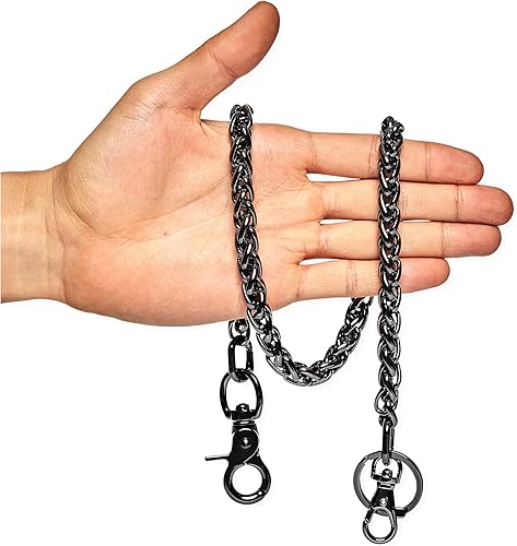 newtro Cadena de cartera para hombre, mujer, niño, niña, pantalones de motociclista, Jean Punk, llavero largo, negro, oro, plata, 26 tipos