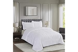 HIG 3-piece Down Alternative Comforter Set: Twin White Comforter Set with Shams