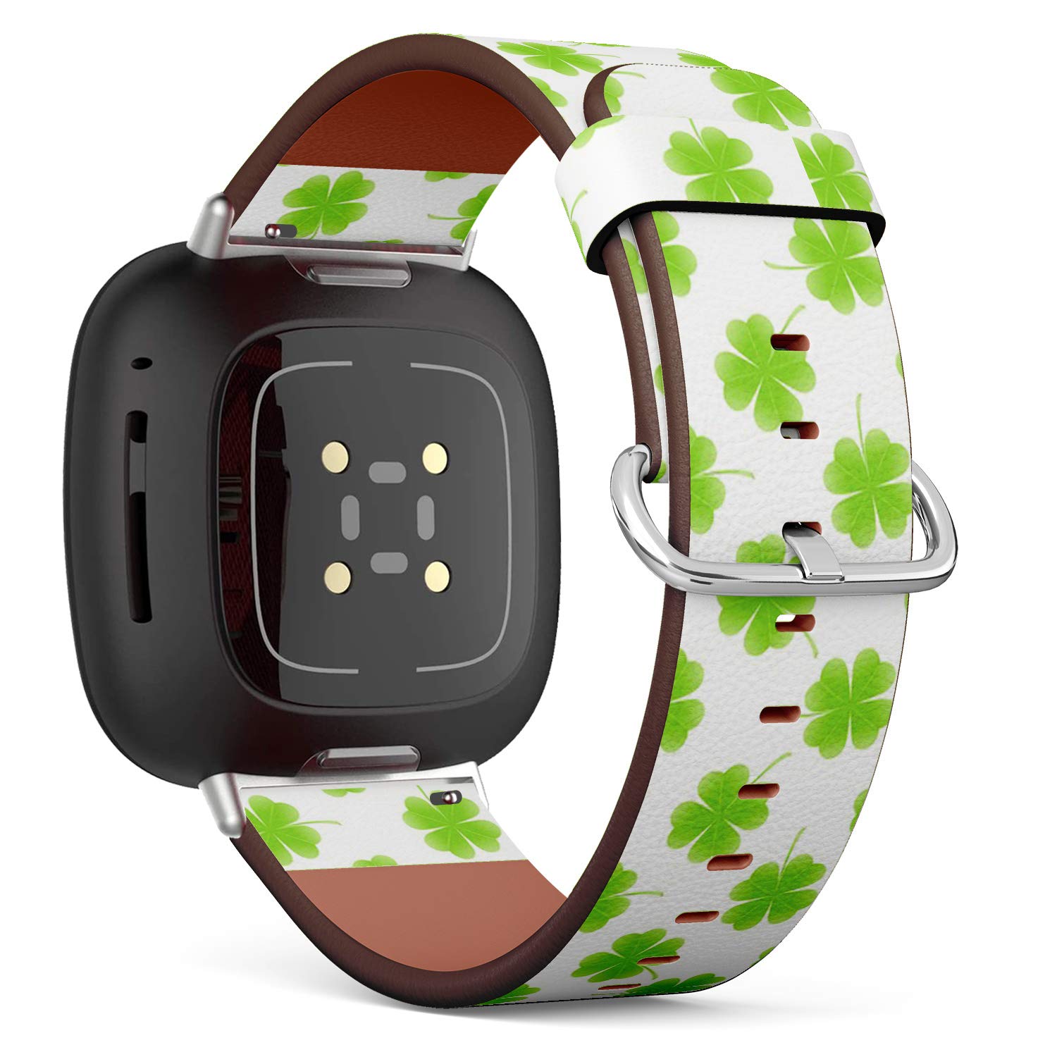 Q-Beans Replacement Leather Watch Band, Compatible with Fitbit Versa 3 and Fitbit Sense - St Patrick Day On