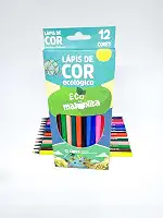 Lapis de cor 12 unidades, ecológico, sextavado, em material reciclado, com logomarca estampada - Eco Malukita