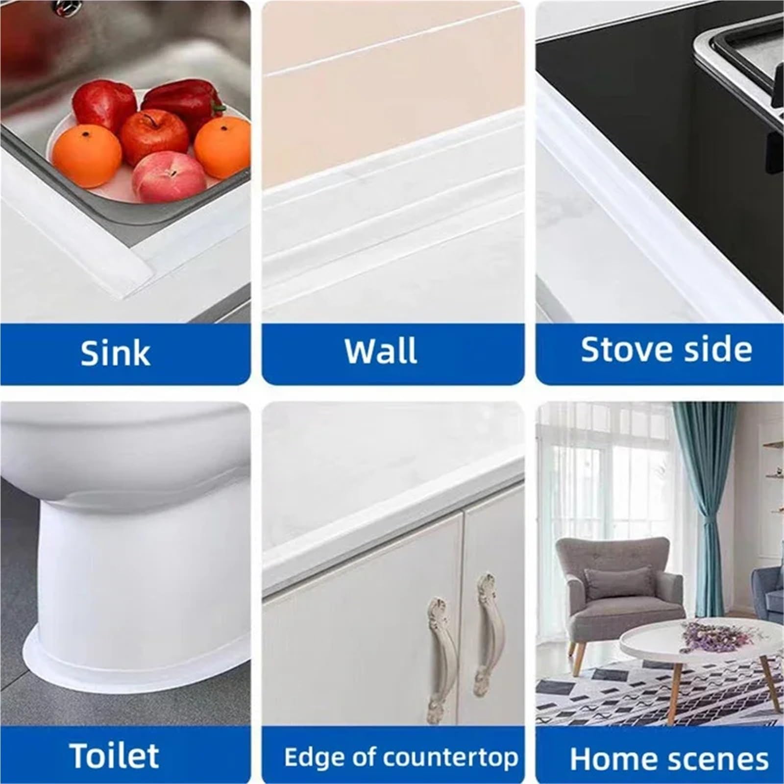 Nastro sigillante, 2 Rotoli di Nastro sigillante Autoadesivo Mastice for Bagno, WC, Adesivi murali angolari