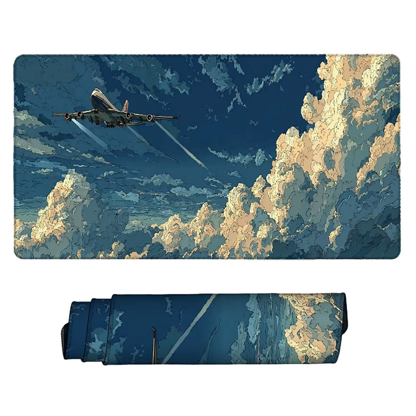Tappetino Mouse XXL 1200x600mm Cielo Mousepad Aereo Tappetino Scrivania Grande, con base in Gomma Antiscivolo, Impermeabile Sottomano Scrivania per Computer, Ufficio, Accessori Gaming Mouse Pad 5-971w
