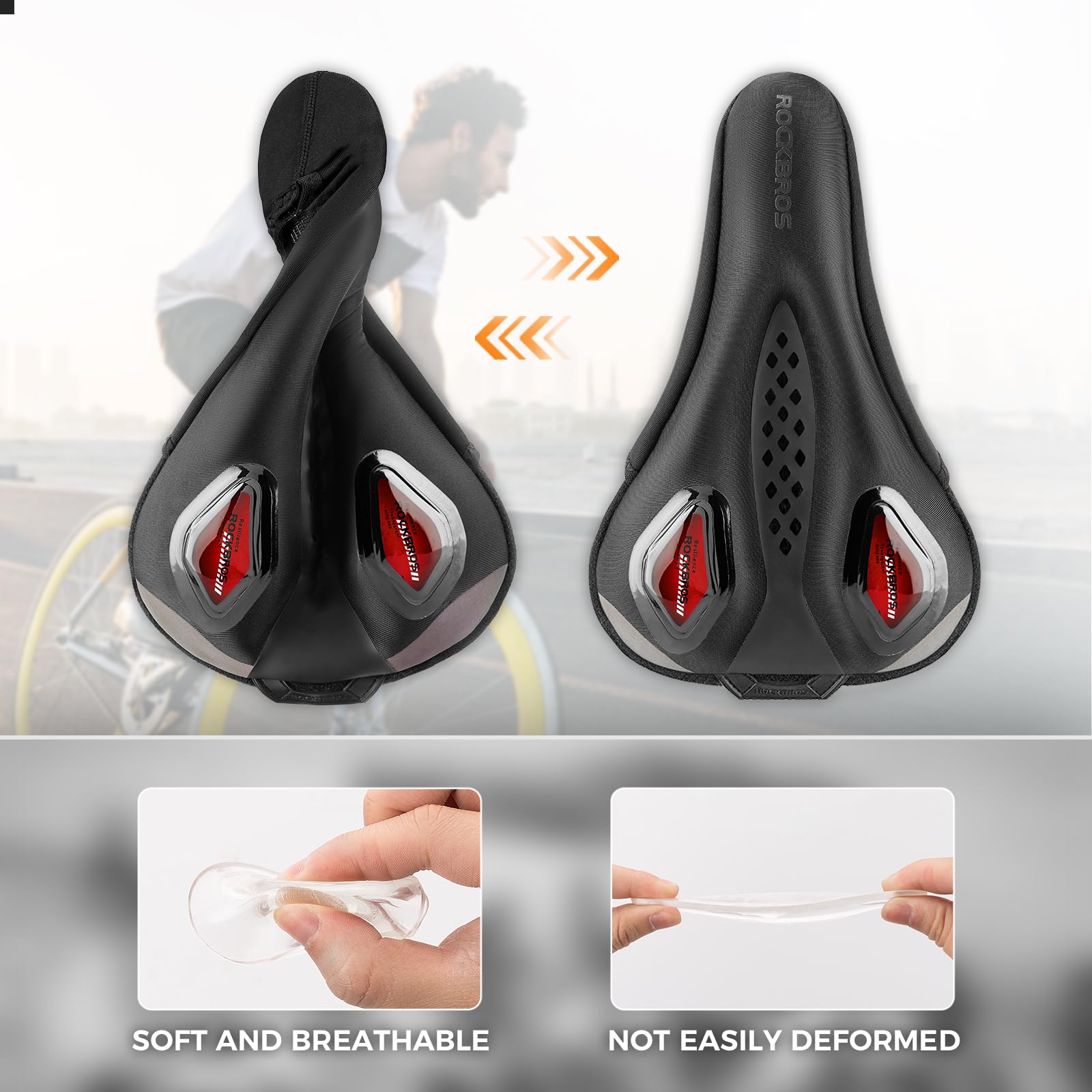 ROCKBROS Coprisella Gel Imbottito, Morbido Copri Sellino Con Cuscino Memory Foam, Adatto a MTB, Bici da Strada, City Bike Con Copertura Impermeabile