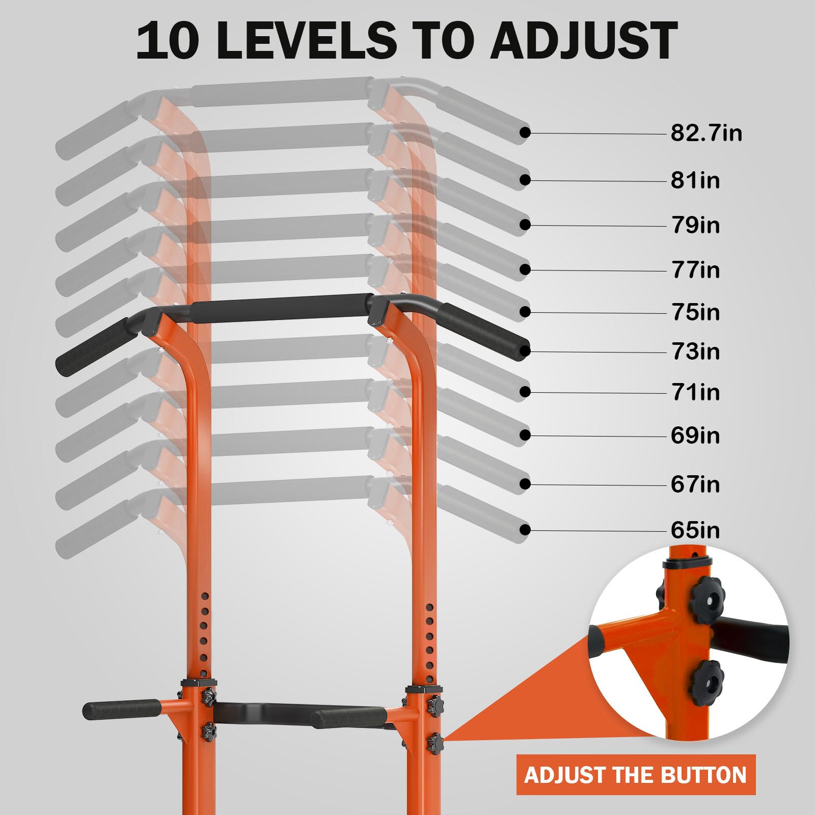 DlandHome - Silla romana con musculación, ajustable, dips, tracción, barra de tracción en pie, tracción en la torre estación de tracciones dips abdominales, reposabrazos, fitness, color naranja
