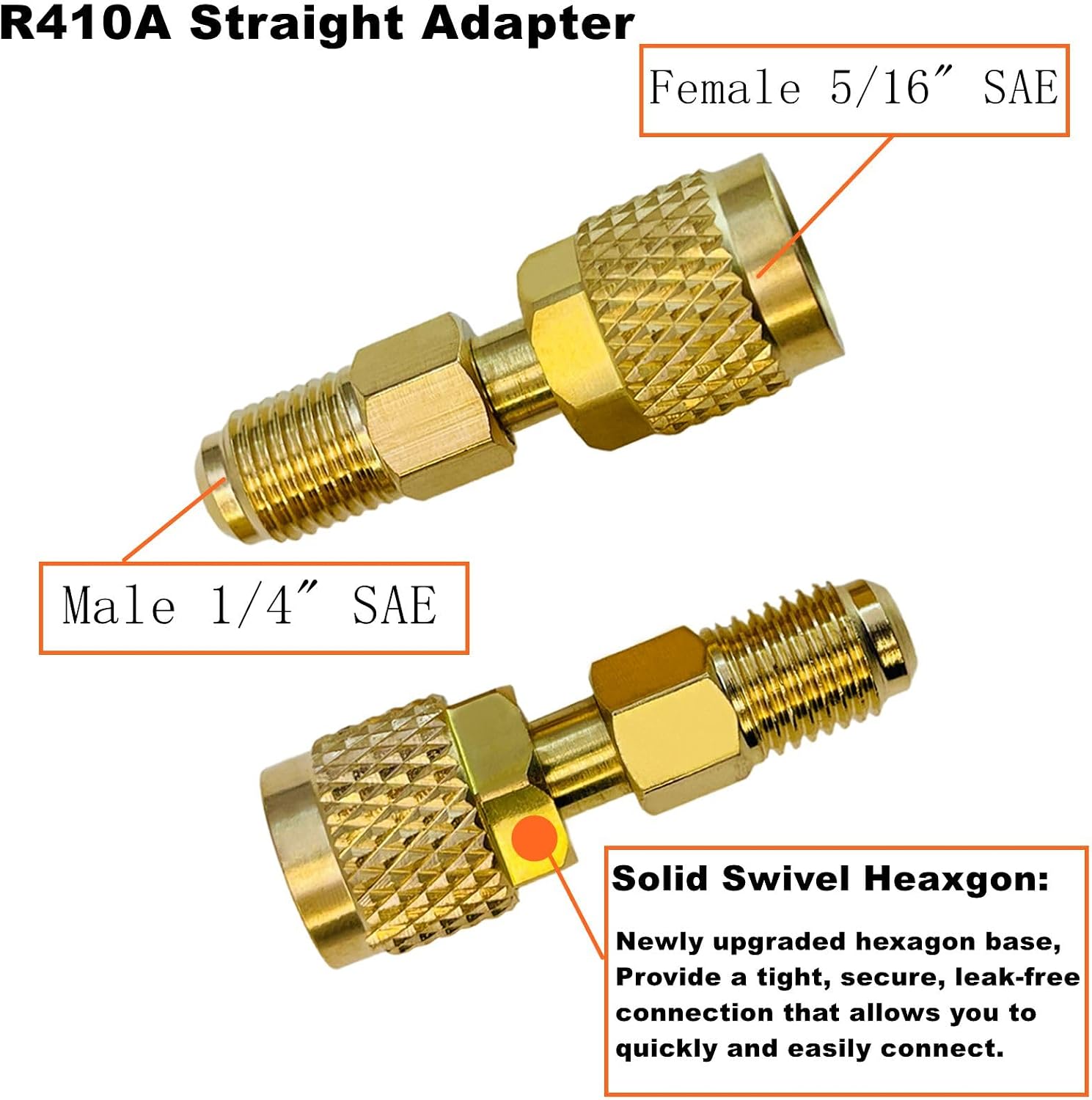R410a Adapter for Mini Split System,5/16 Female SAE to 1/4 Male Flare,1/2’’ to 1/4’’ Refrigerant Tank Adapters for HVAC and Refrigeration Service (2 Straight + 2 Angled +2 Tank Adapters)