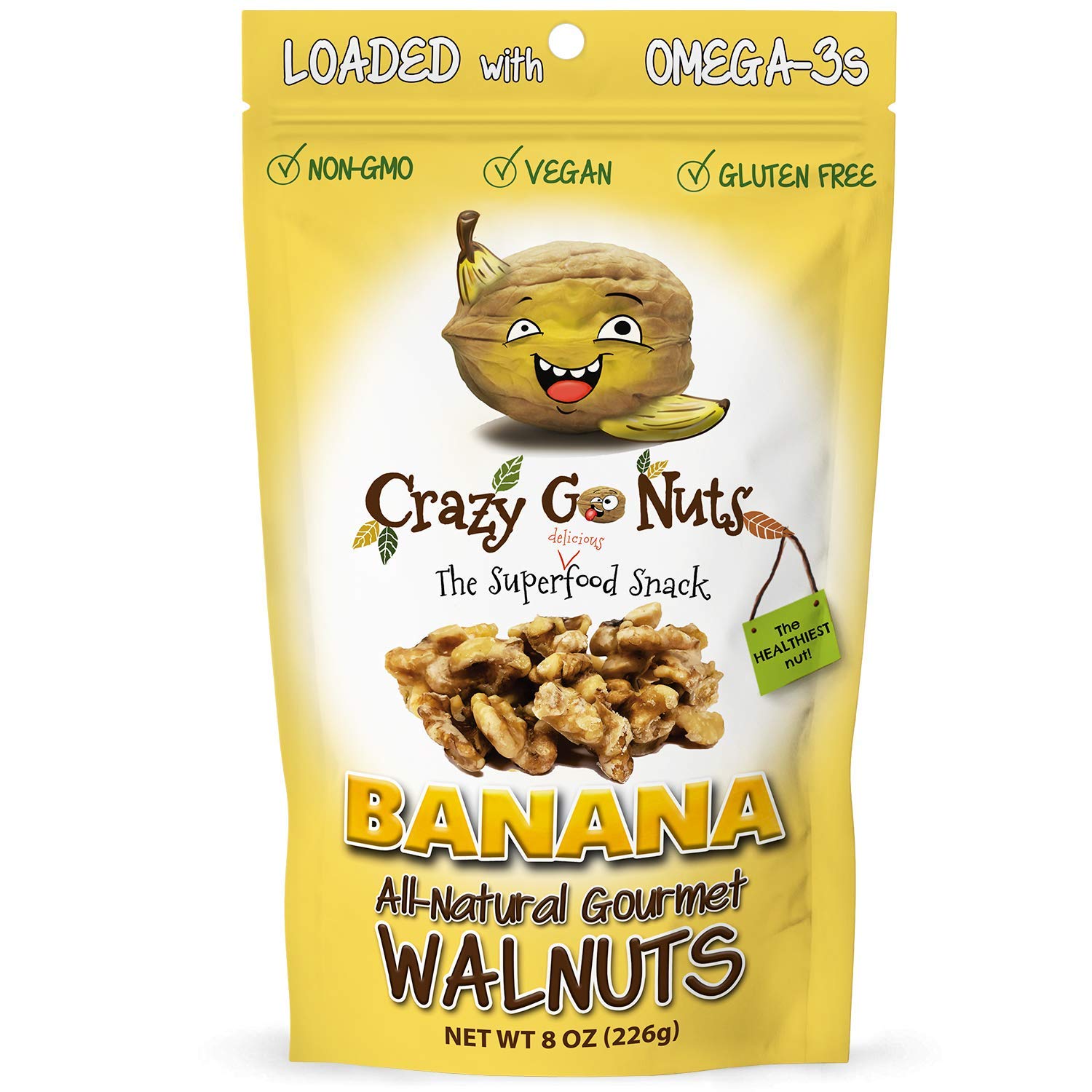 Buy Crazy Go Nuts Walnuts Banana, 8 oz (1Pack) Healthy Snacks, Vegan, Gluten Free