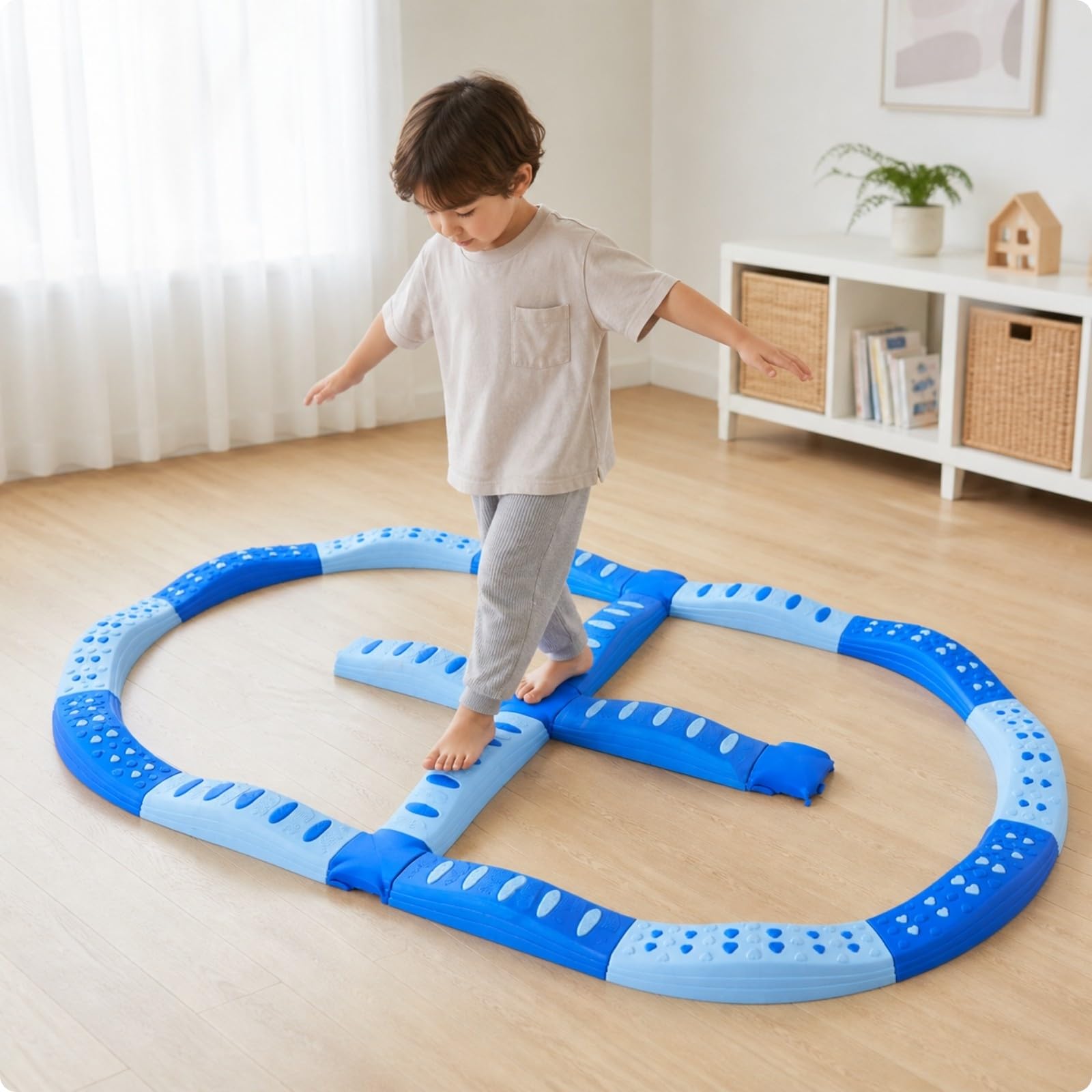 20 Pezzi Percorso di Equilibrio con Blocchi di Supporto Antiscivolo Balance Board Portatile Blocchi Impilabili per attività Sensoriali, Casa, Stile B