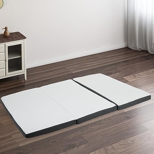 Colchón de triple pliegue, colchón individual de 4 pulgadas con funda transpirable y lavable, colchón de suelo individual para campamento,