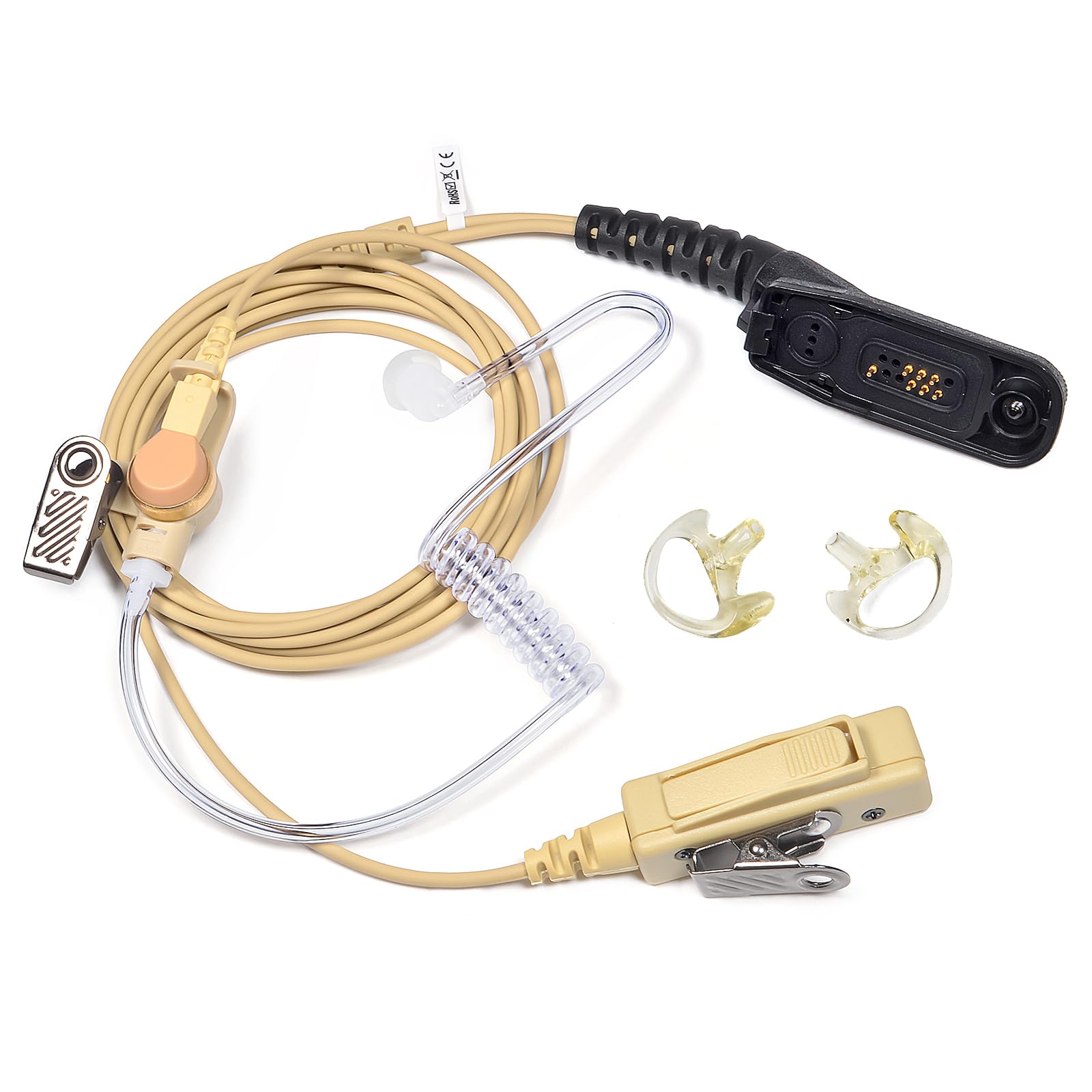 UAYESOK Surveillance - Auricolare a tubo acustico con microfono PTT e auricolare per Motorola Multi Pin DP3400 DP3401 DP3600 DP3601 DP4400 DP4600 DP4800 DP4801 XIRP8200 - Radio bidirezionale (beige)