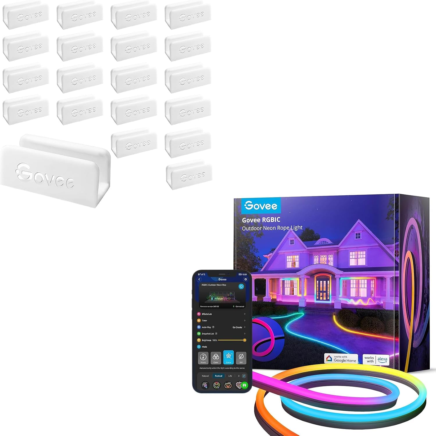 Govee RGBIC Neon Rope Light Mounting Brackets Bundle
