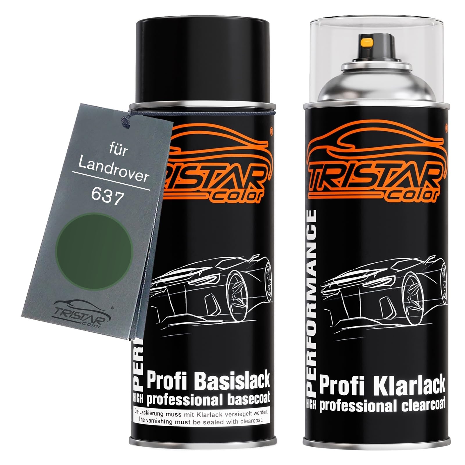 TRISTARcolor Car paint Spray can set for Landrover 637 Coniston Green Base coat clear coat spray can 400ml