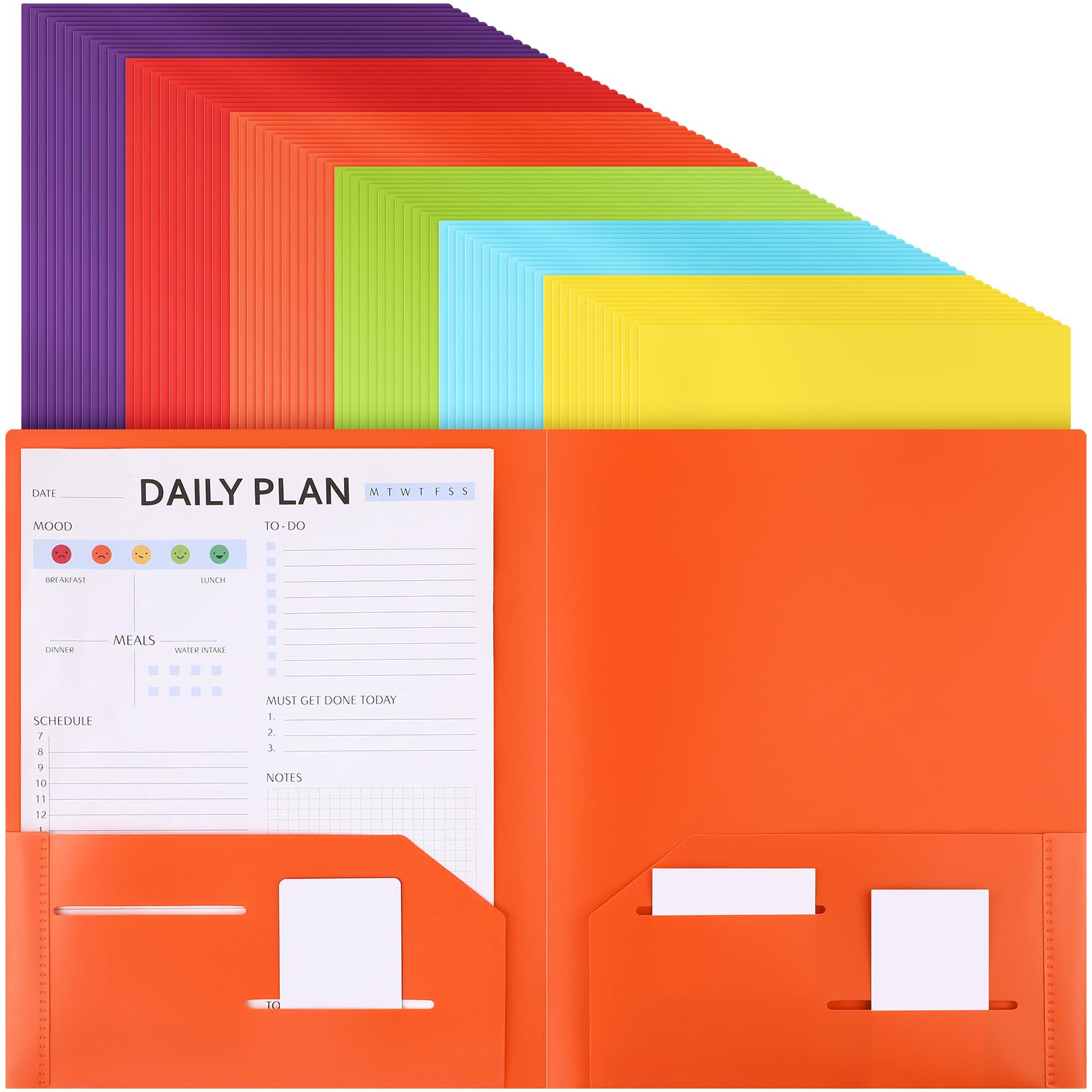 Cholemy 72 Pcs Plastic Folders with 2 Pockets 11.6 x 9.4 Inch Heavy Duty Colored Pocket Folders Fit Letter Size Paper Bulk for School Office Home