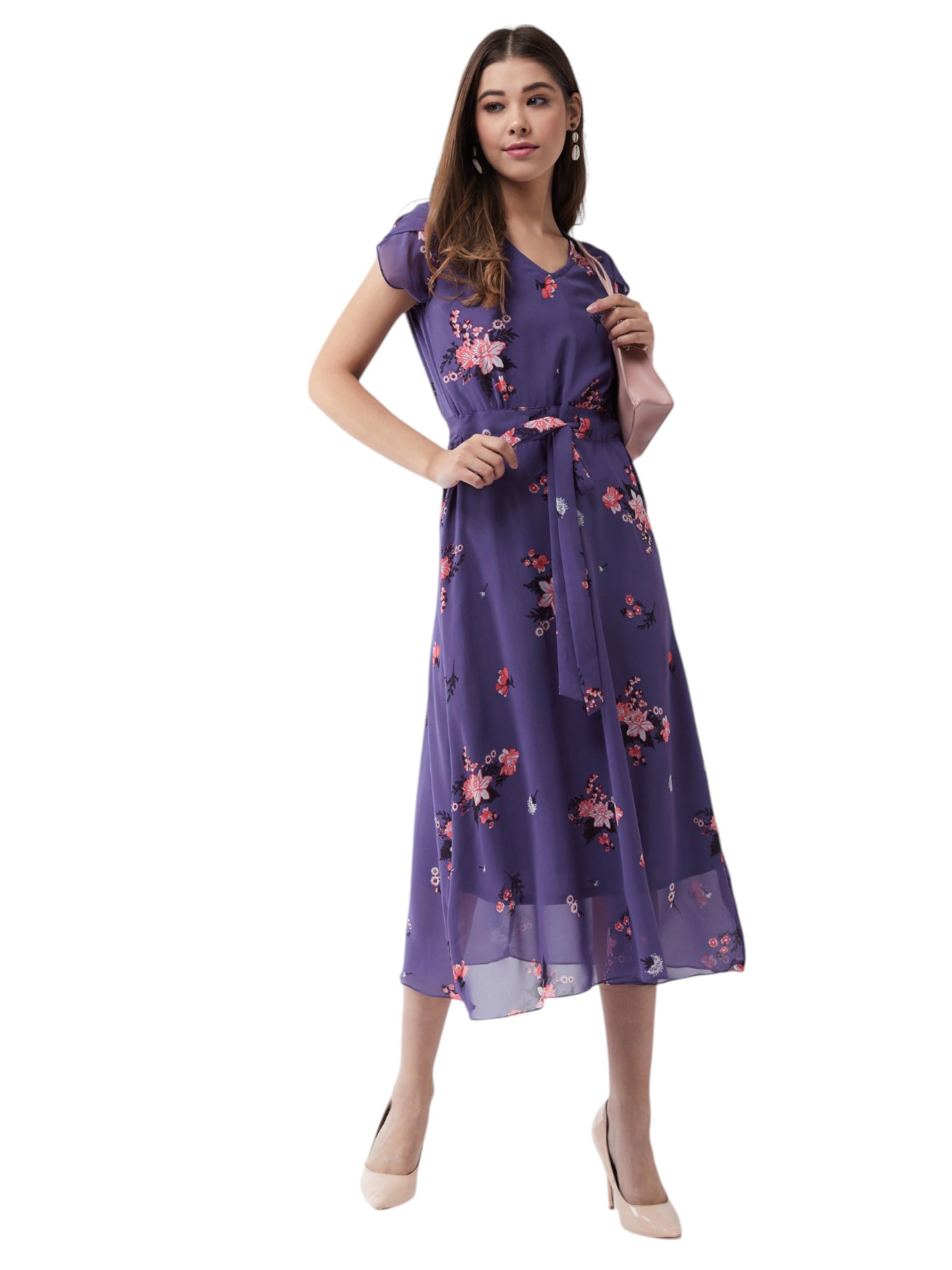 miss chase Women's Multicolored-Base-Brown Relaxed Fit Maxi Lurex Chiffon Dress-picture-21