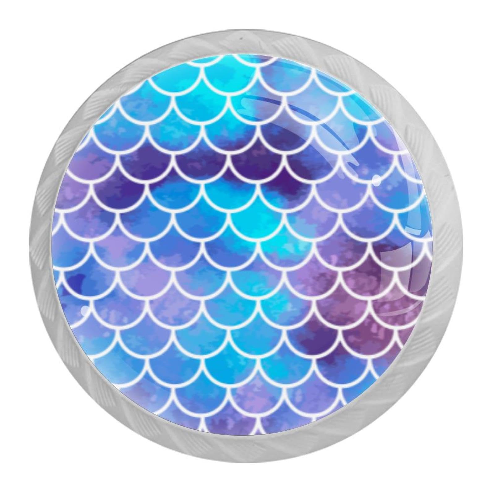 Tqmspg Multi03 4 Pieces Drawer Pulls Mermaid Scales Door Knobs Dresser Handles For Kitchen Wardrobe Cupboard Hardware Furniture