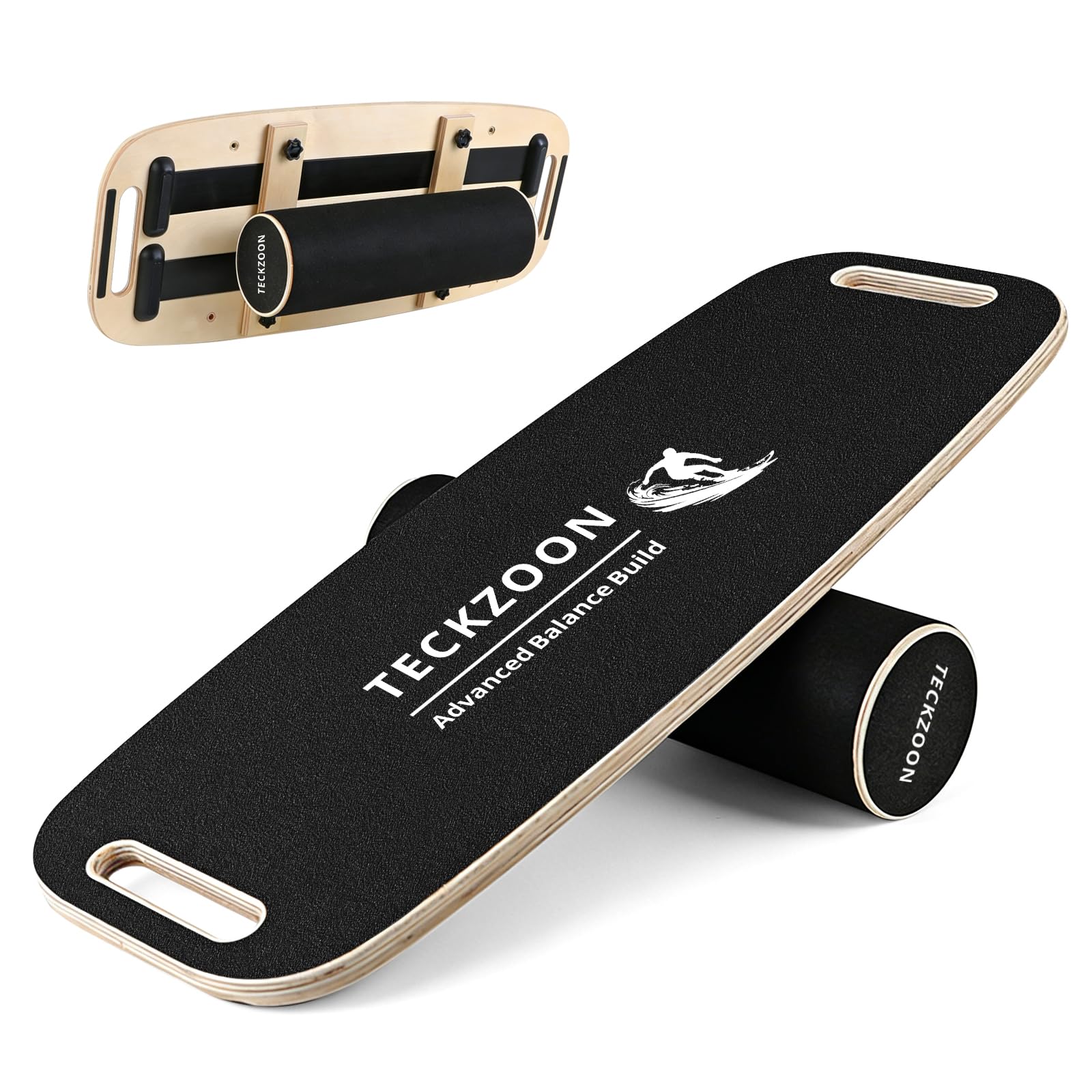 Balance Board in legno, antiscivolo con rullo in sughero e supporto, allenamento per pilates, tavola oscillante, accessori per la fisioterapia, skateboard e surf