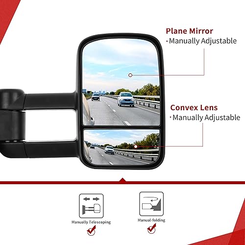 Miniatura 3 de YITAMOTOR Espejos de remolque compatibles con Chevy GMC 99-06 Silverado Sierra (07 Classic solamente), Chevy Tahoe Suburban 1500 2500 GMC Yukon XL,