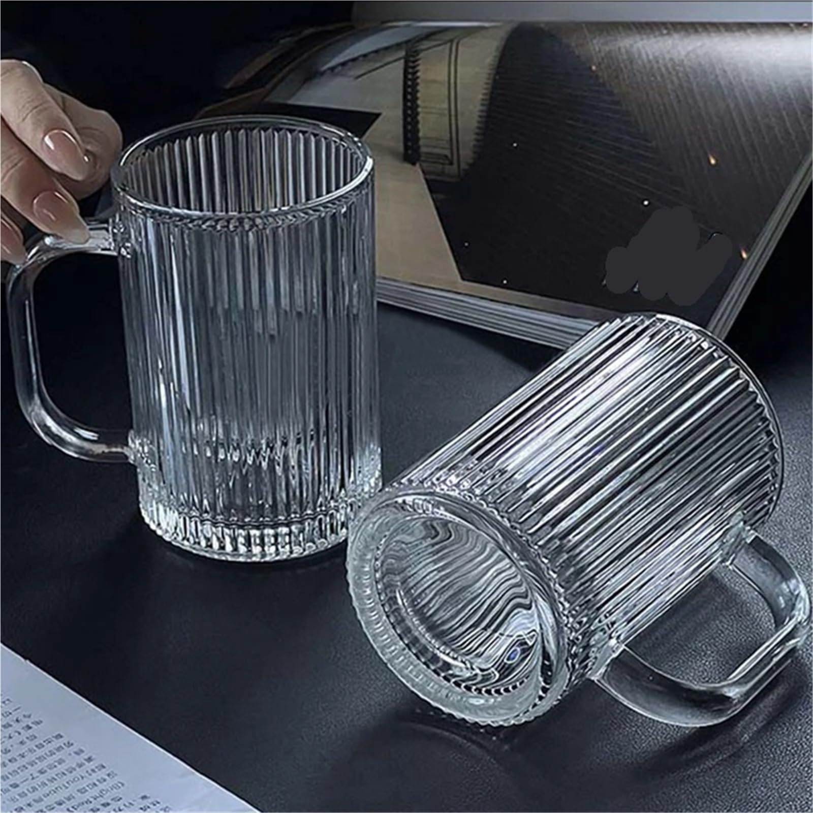 Juego de 2 uds tazas té calientes for el hogar, taza bebidas for desayuno verano con asa, agua for zumo leche y café helado Para Refrescos