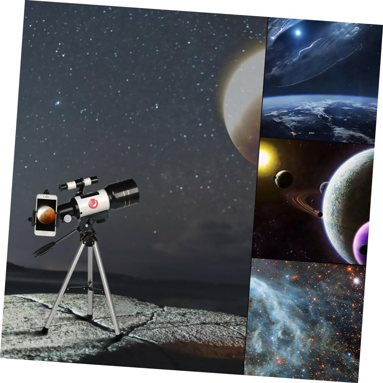 Kichvoe Astronomico Treppiede e Telescopio Rifrattore Professionale 150x Alta con Lega di Alluminio, Trasparente Trasmissione Telefono Camping e Osservazione Lunare