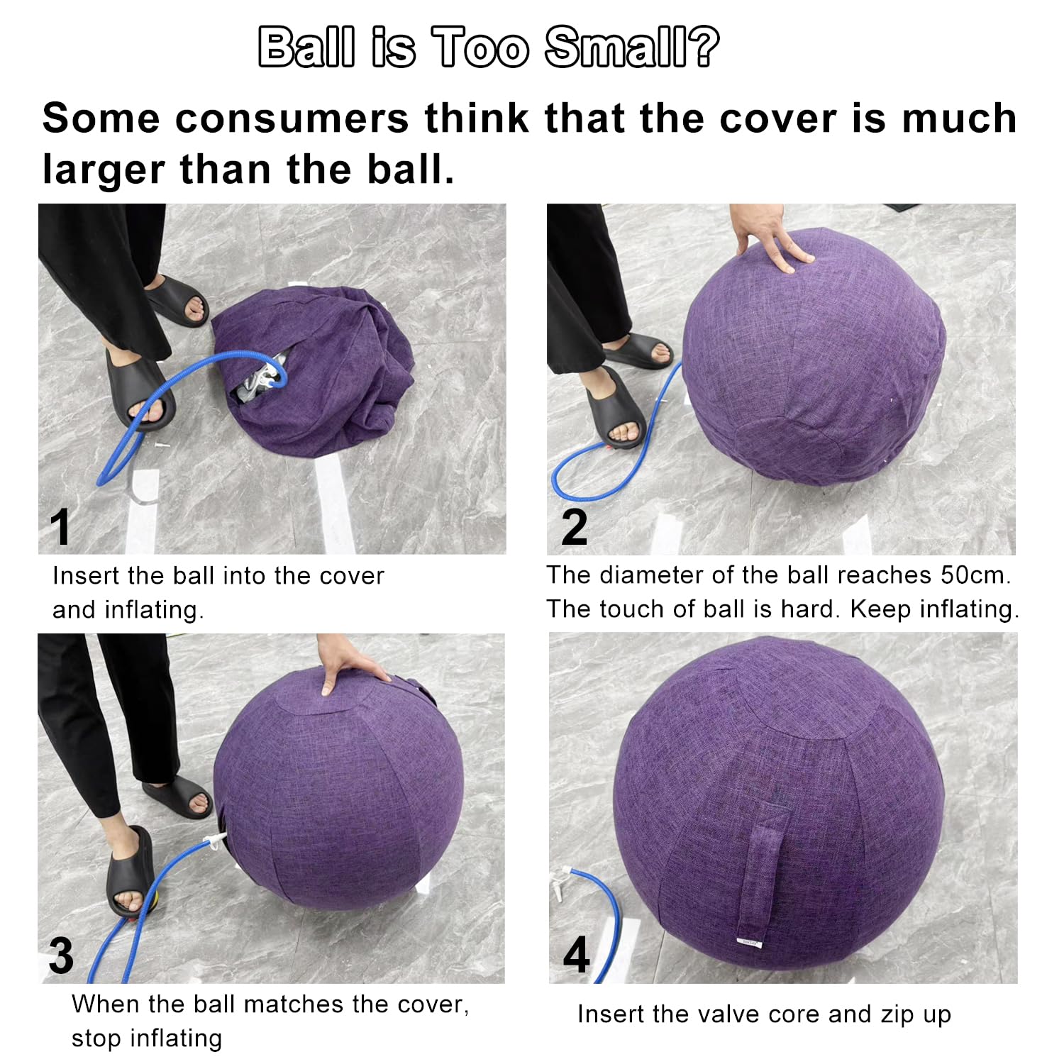 Exercise Ball Chair with Fabric Cover, Standard Size (25inches/65cm), for Home Offices, Balance Training, Yoga Ball