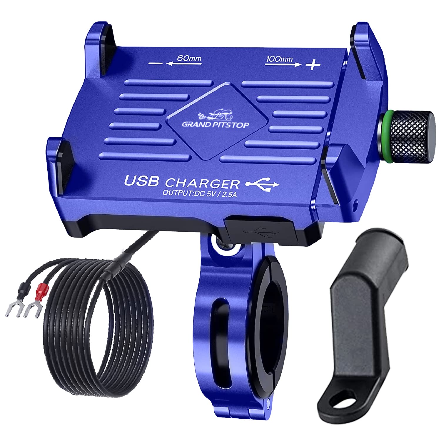 Mobile Holder for Bikes, Motorcycle, Scooter, Bicycles, Claw Grip with Charger Bike Mobile Holder for Maps and GPS Navigation with 360° Rotation Aluminium Handlebar Phone Mount-Blue