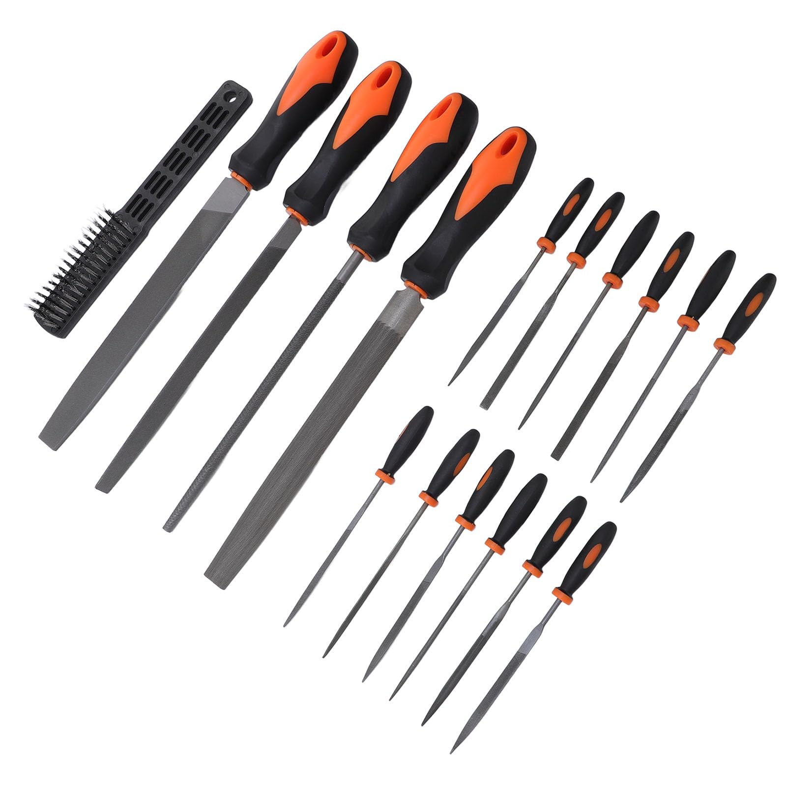 Ensemble d'outils de limes, avec étui de transport, demi-rond, Triangle, limes plates et à aiguilles, brosse, limes à main en acier au carbone, 17 pièces