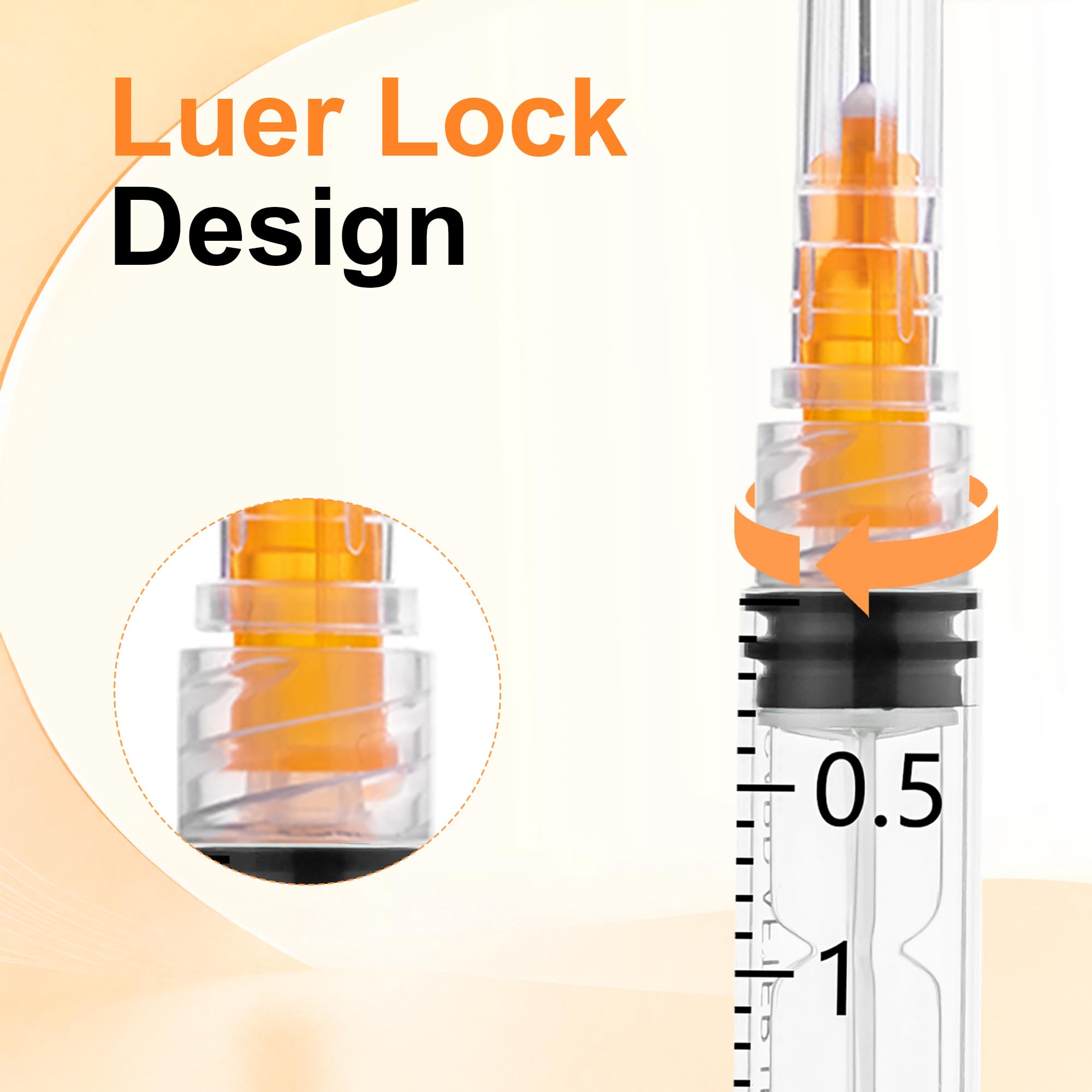 2.5ml Disposable Syringe with 25G-1Inch(25mm) Luer Lock Syringes, 100Pack — Amazon image 5