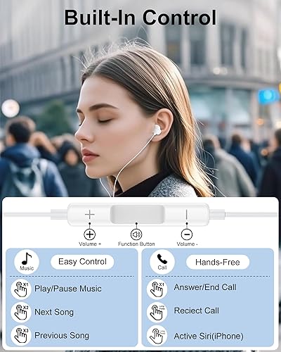 Miniatura 4 de Auriculares intraurales con cable de 0.138 in para Apple iPhone/iPad/iPod, auriculares con cable con micrófono de control de volumen Jack de 0.138