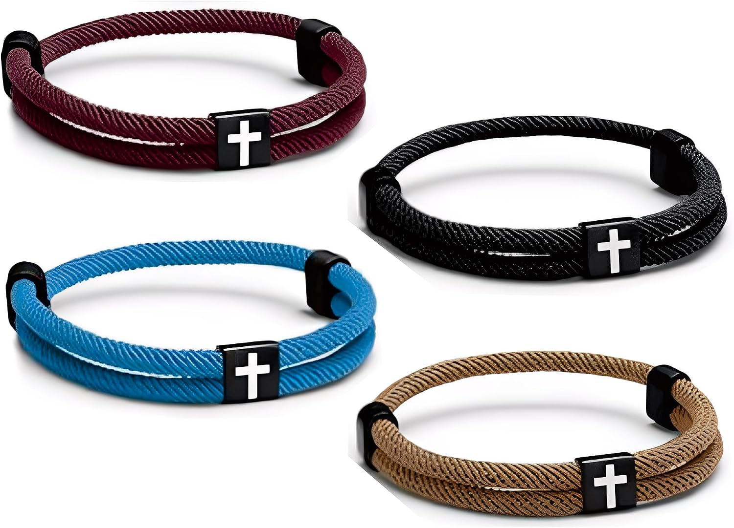 4Pcs WWJD Bracelets, Cross Bracelet for Men, Adjustable Braided Christian Bracelet for Men. Fashion Jesus Bracelets. Christian Gifts for men