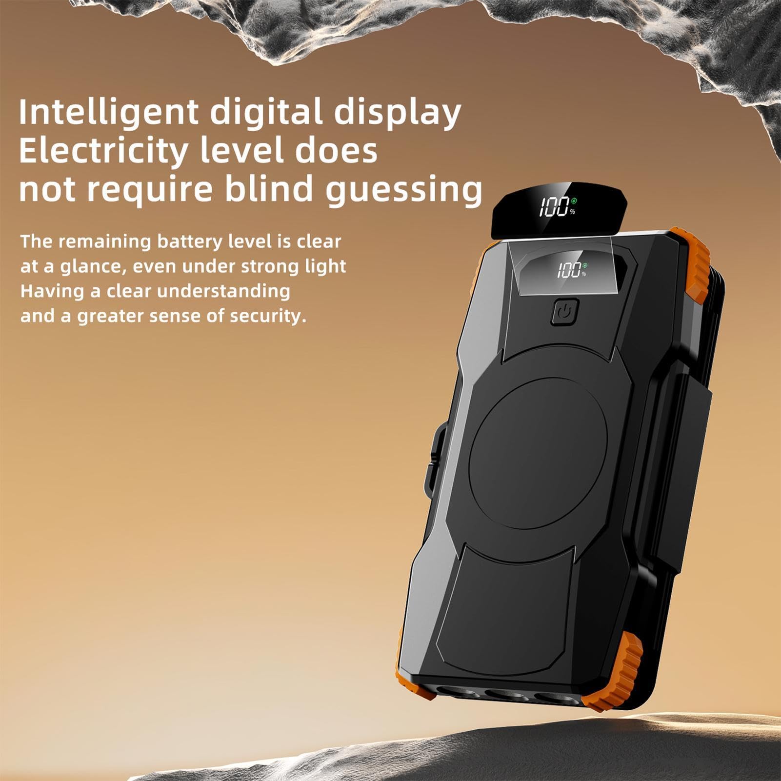 Banque d'énergie solaire – Chargeur portable sans fil 20 000 mAh avec lampe