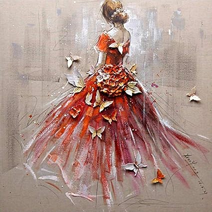 5d Diamond Painting Kit Butterfly Dress Girl Number Digital Crystal Full Diamond Cross Stitch Diy Art Gift Amazon Co Uk Home Kitchen