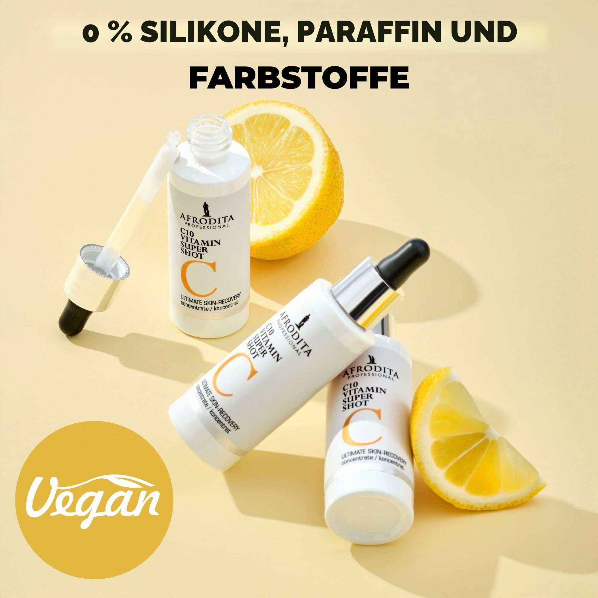 Afrodita Professional C10 Vitamin Super Shot Serum | 10% stabilisiertes Vitamin C Gesichtsserum gegen Pigmentflecken | Aufhellendes Anti-Aging Serum mit Glow-Effekt für alle Hauttypen 30 ml