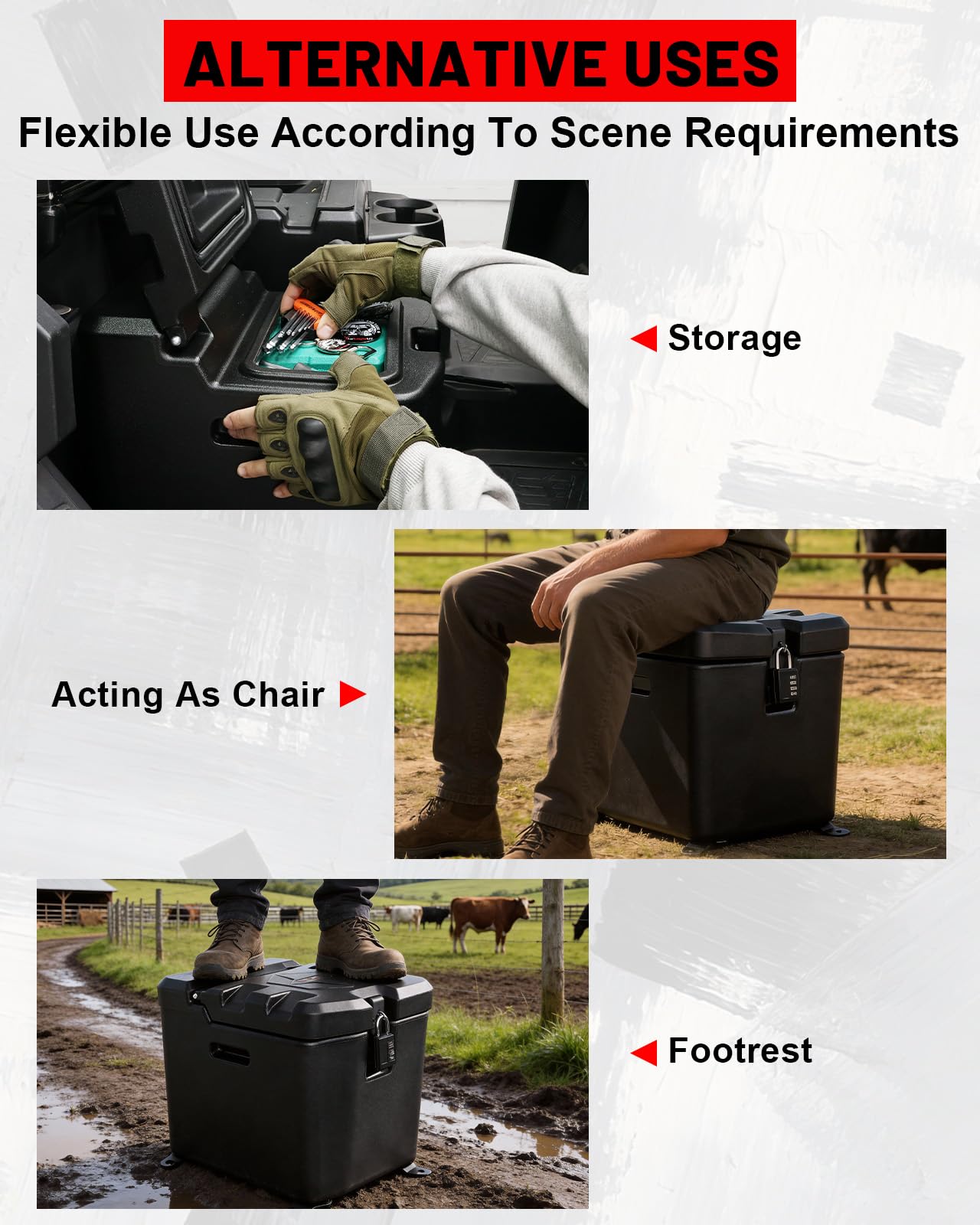 StarknightMT Ranger Aufbewahrungsbox, 28 l, Ranger XP 1000, Untersitz-Aufbewahrungsbox mit Schloss, kompatibel mit Polaris Ranger XP 1000/Crew 2018–2025, ersetzt #2882910