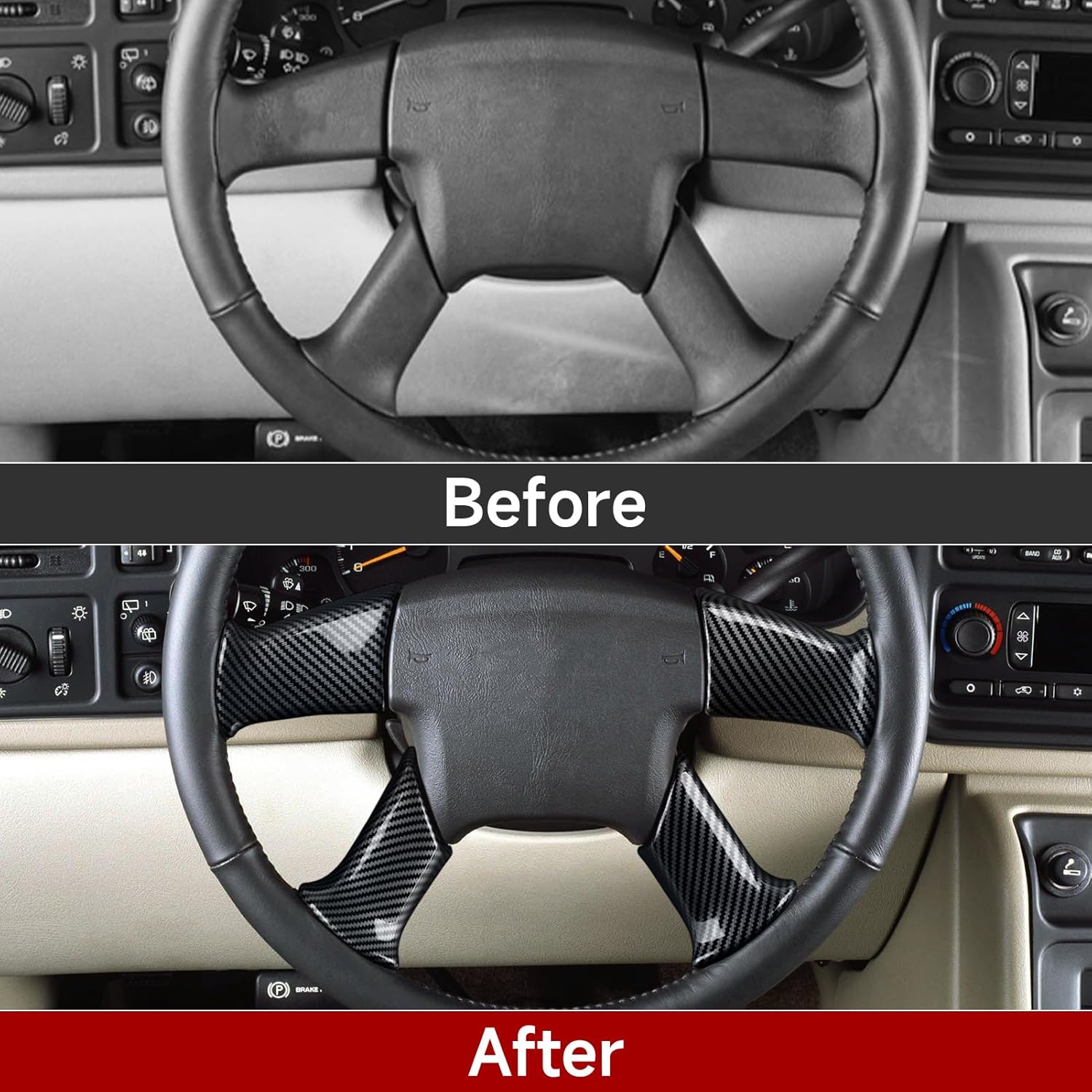 4PCS Car Trim Cover Carbon Style ABS Decal Sticker Compatible with Chevy Silverado Suburban Tahoe Avalanche Express GMC Sierra Yukon Savana 2003-2006 / Trailblazer 2002-2009 Accessories (Style B)
