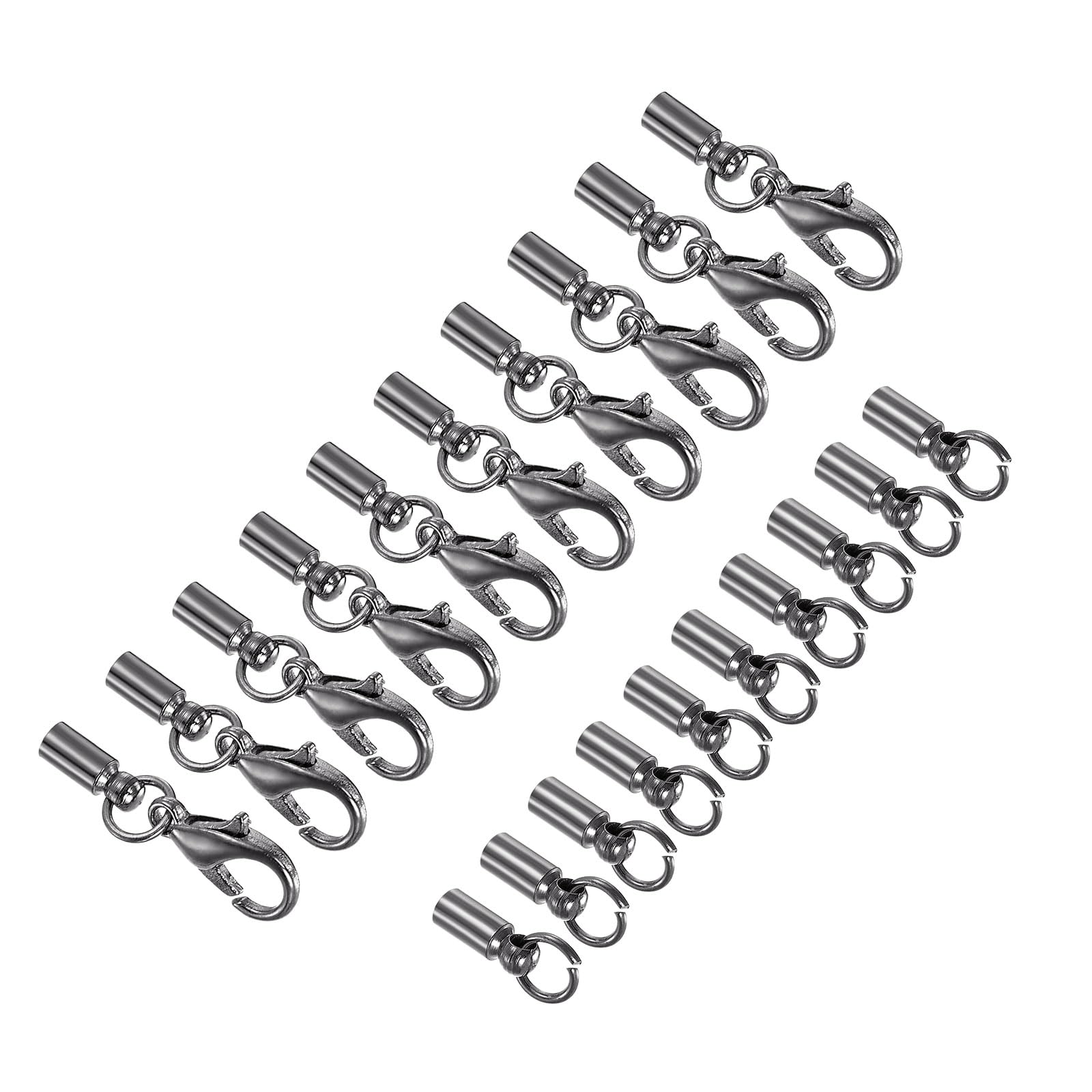 CoCud Leather Cord End Cap with Lobster Claw Clasps, 2.5mm ID, Jewelry Connector Findings Black - (Applications: for Bracelets Necklaces), 10-Pieces