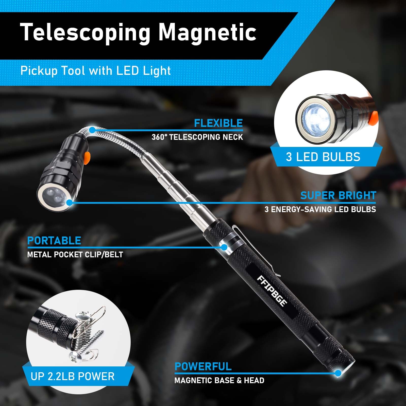 Birthday Gifts for Him, Fathers Day Dad Gifts, Magnet Pickup Tool with Telescoping Magnetic Flashlight and 6 in 1 Multitool Pen with Rulers, Bubble Level, Screwdrivers, and Ballpoint