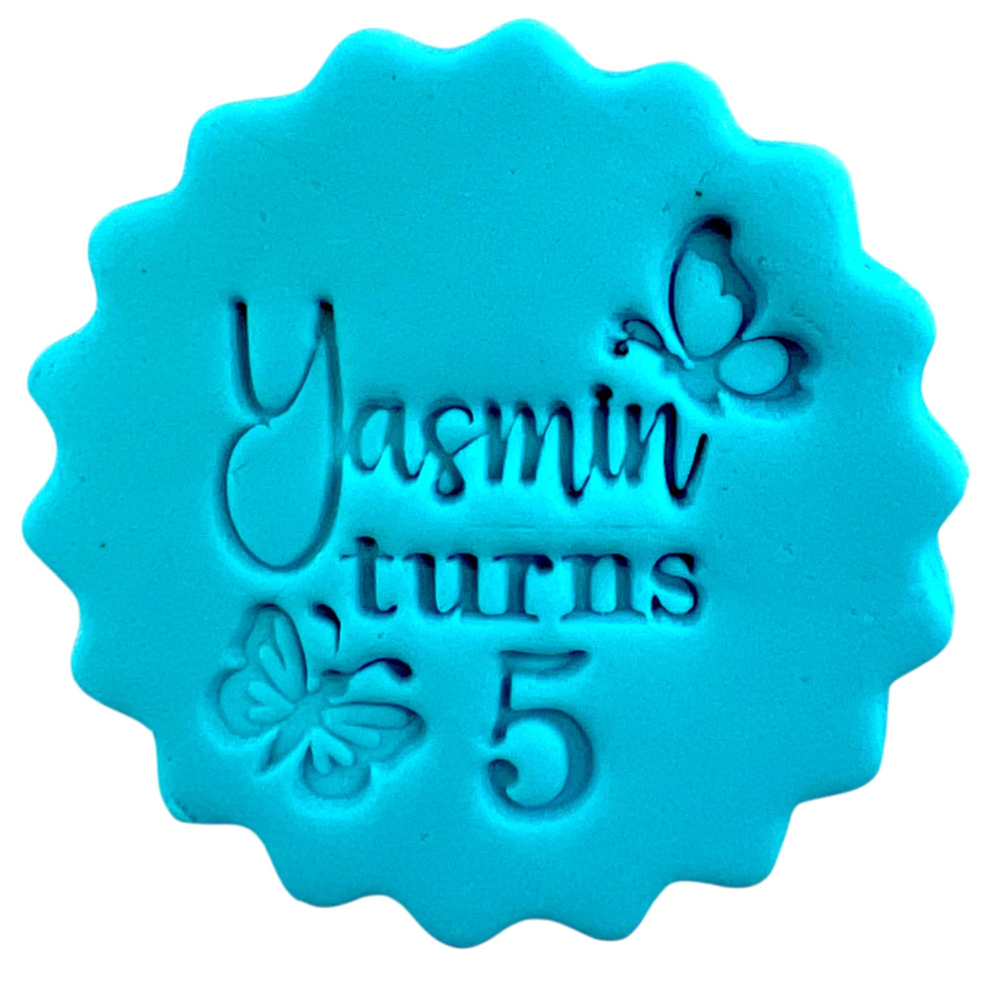 Personalised Cookie Stamp with Free Scallop Cutter, Birthday Age Collection, 5cm Acrylic Biscuit Embosser, Food-Safe Plastic Baking Tool, Fits M&S All Butter Biscuits (Design 10)