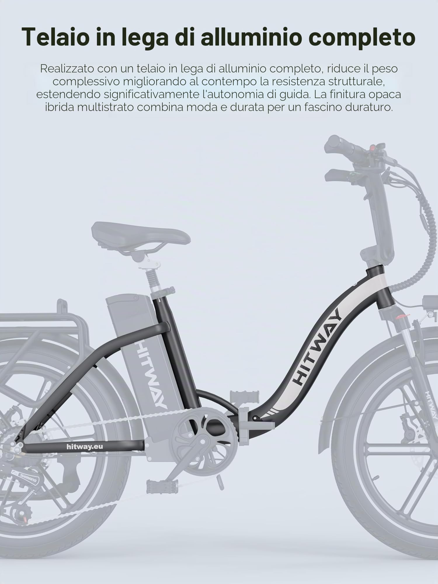 HITWAY BK6SPRO Bicicletta elettrica pieghevole All-Terrain con pneumatici Fat da 20 pollici, 48 V, 18 Ah, batteria da 250 W, motore da 250 km/h, cambio a 7 marce e circuito elettrico a 3 livelli, 60