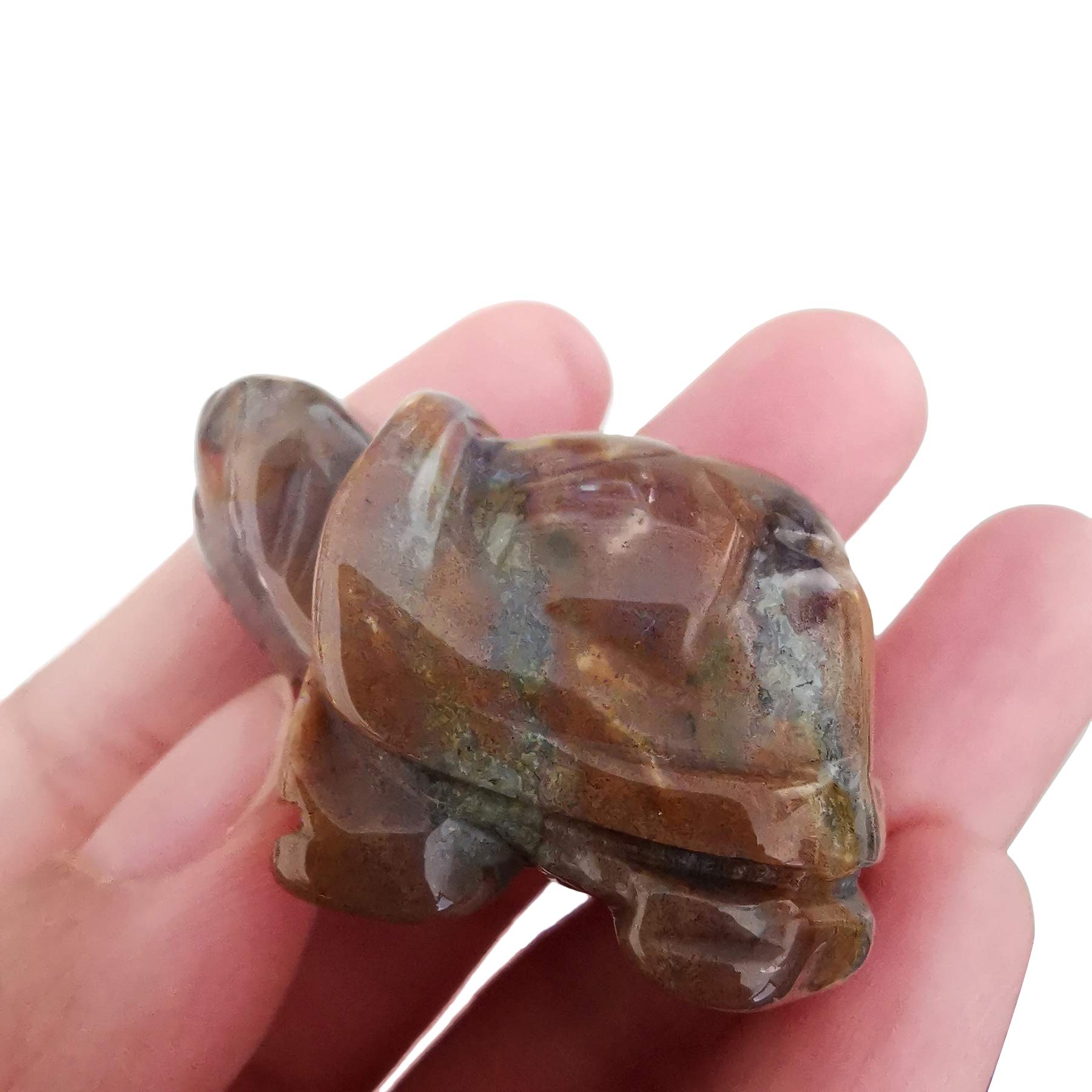 Lovionus89 Handgesneden steen kristal schildpad, 40 mm kleine schildpad dierfiguur tas standbeeld sculptuur, Dalmatië Jasper
