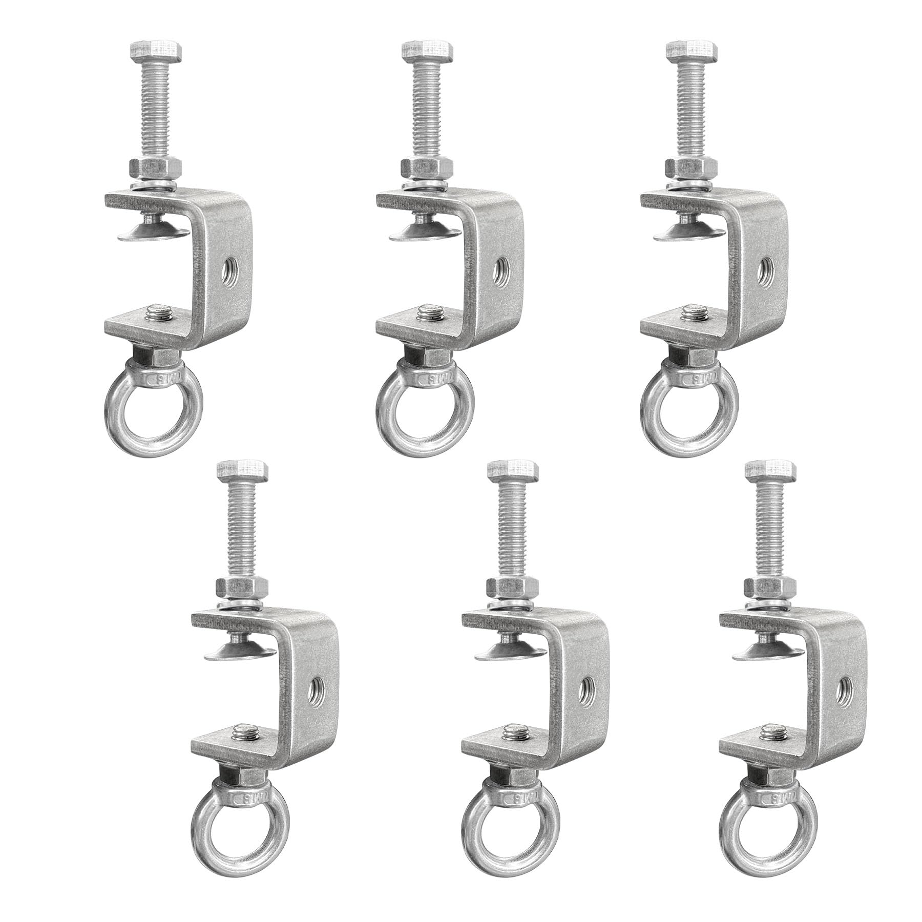 1" C-Clamps with M8 Stainless Steel Screw Ring,Withstand 100lb,Heavy Duty Woodworking Clamps for Metal Mounting,Building,Hanging Pendant Lantern,Plant