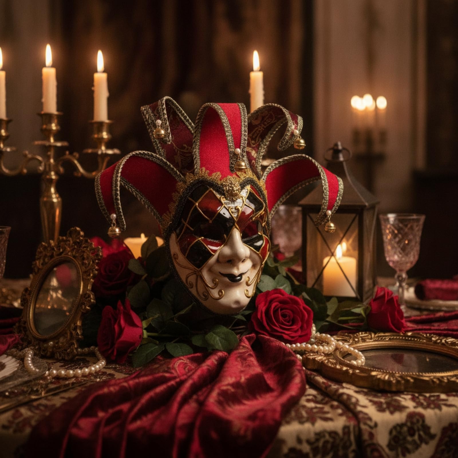 Maschera Veneziana Drammatico Maschera da Giullare Popolare Decorazione per Carnevale