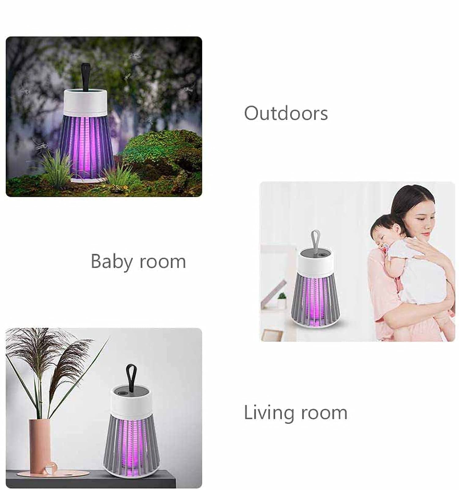 Lampada repellente per zanzare diritta, Lampada trappola per zanzare a LED, Lampada repellente per zanzare portatile, Lampada repellente per zanzare elettrica, Alimentatore USB, Ricaricabile USB (Rica